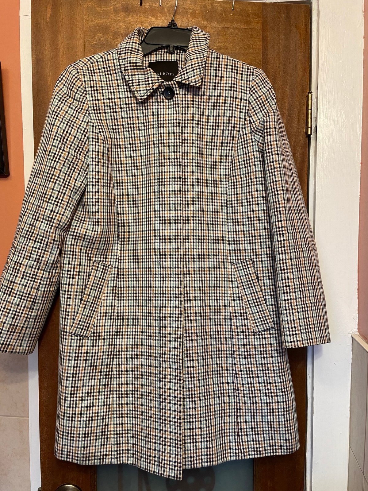 Talbots Plaid Checkered Mac Classic Lined Jacket Overcoat