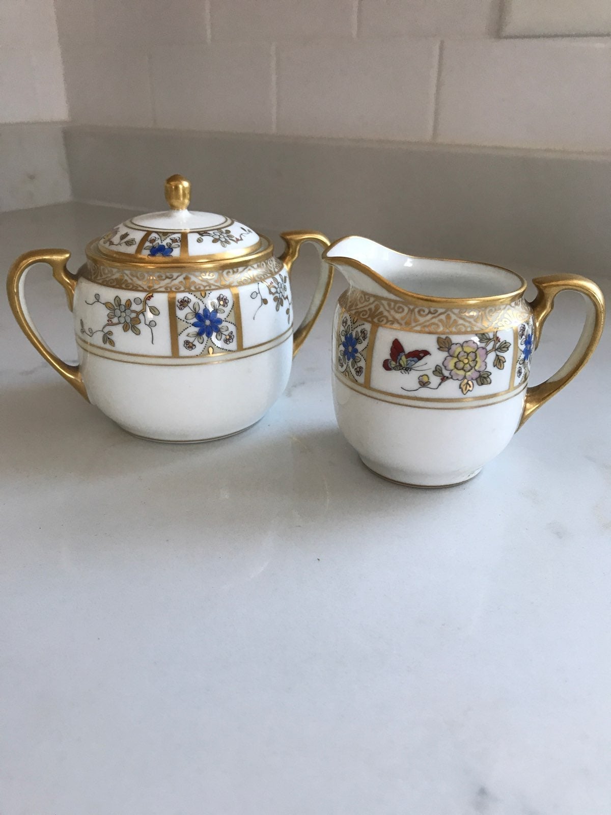 Rare Vintage Creamer And Sugar Bowl