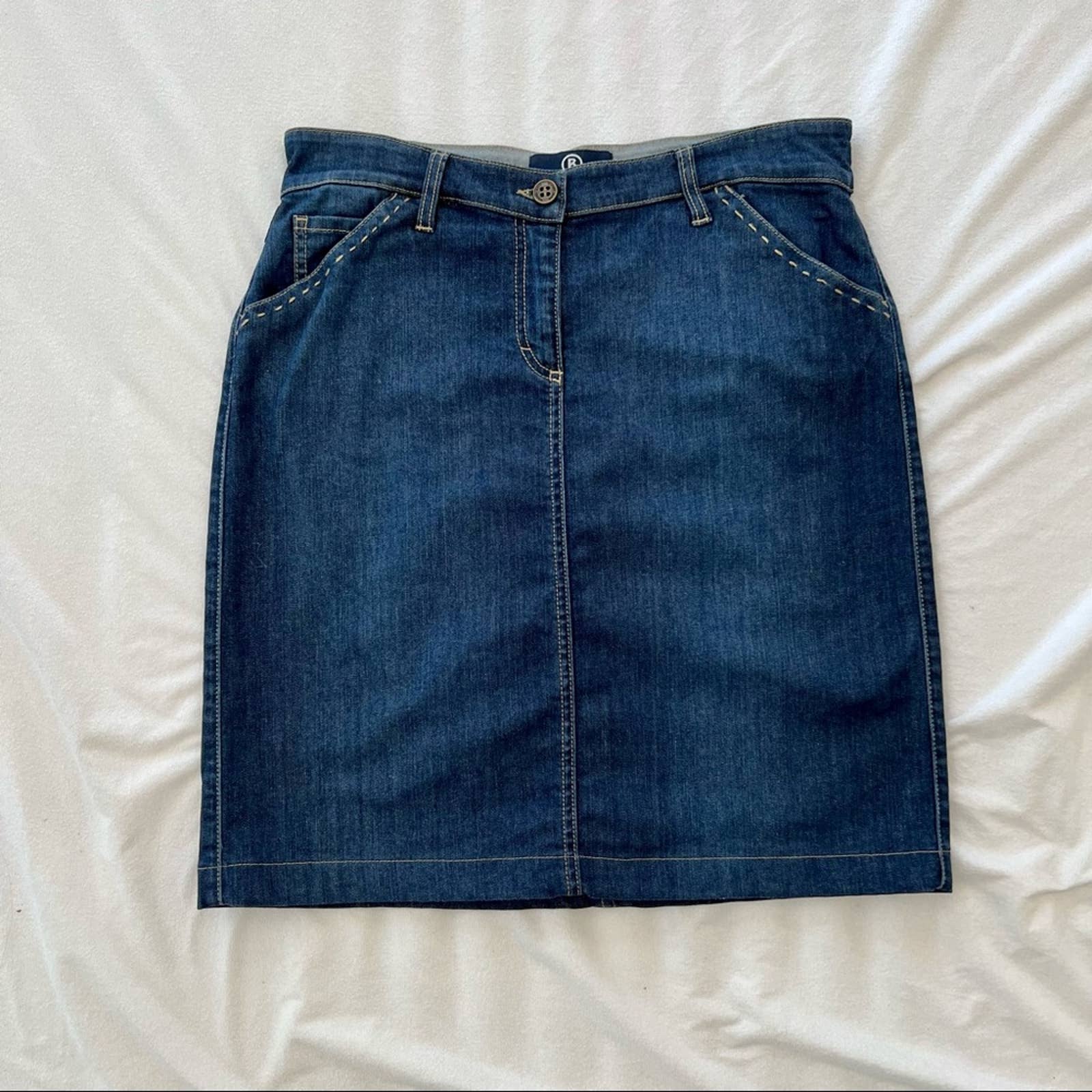 Bogner Blue Denim Knee-Length Skirt