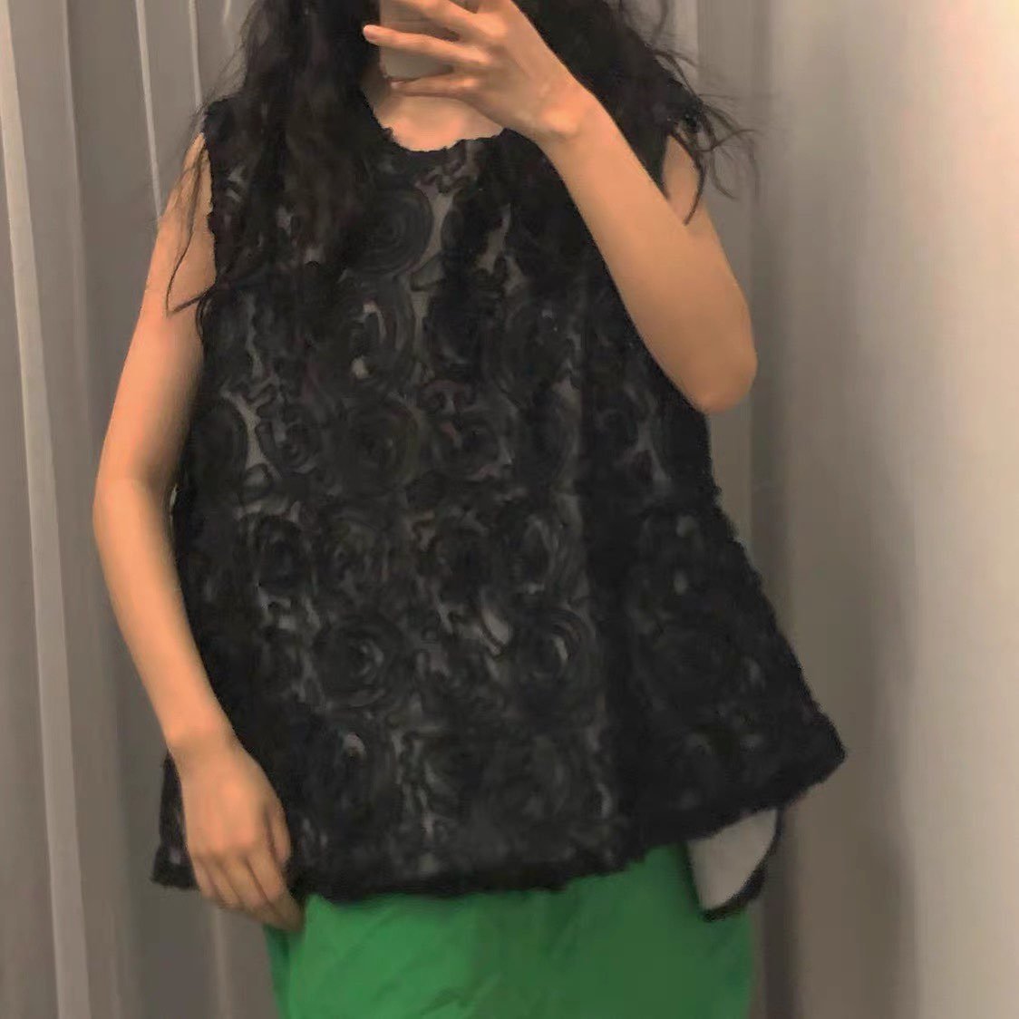 Floral pattern gauze vest