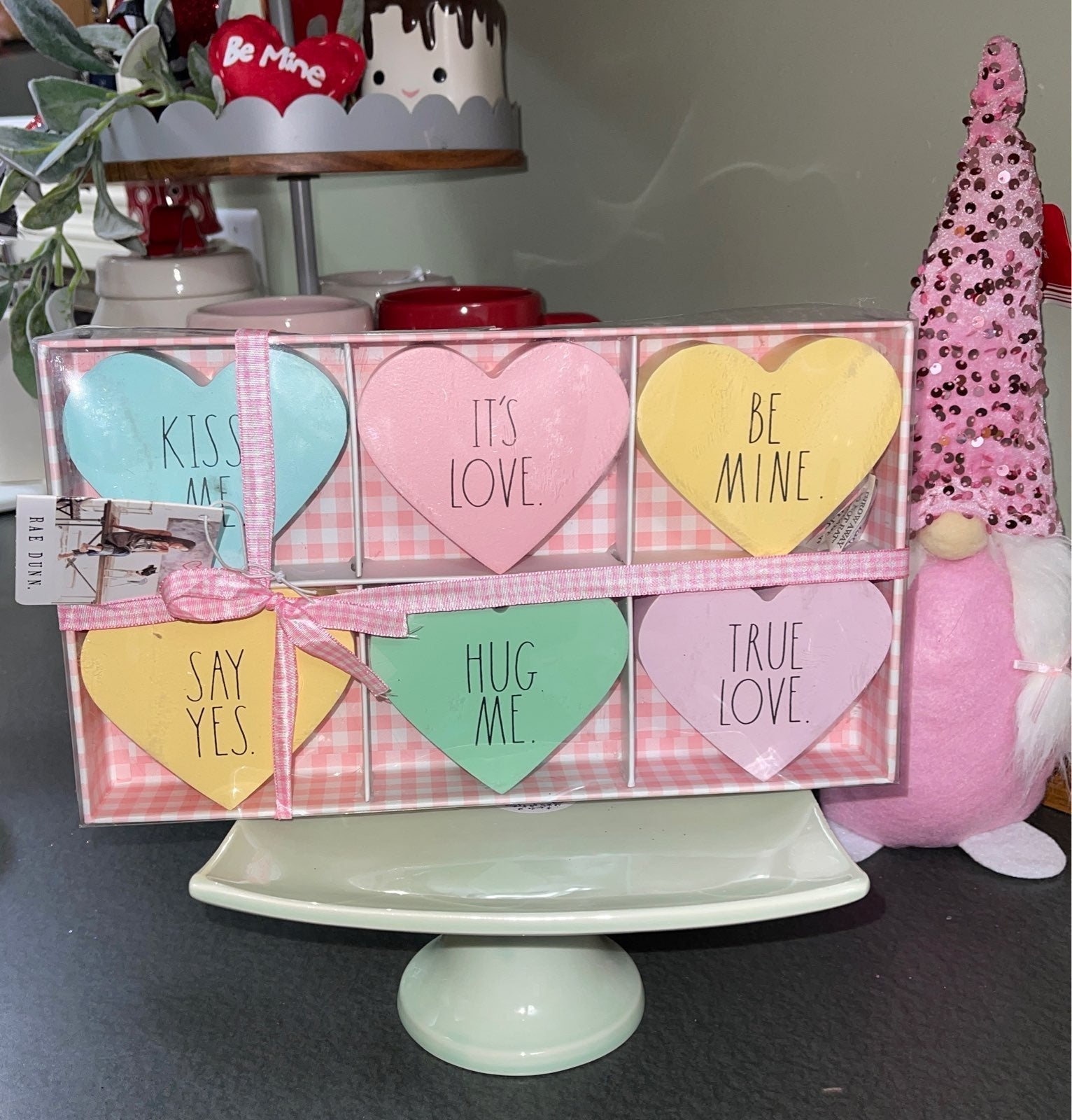 Rae Dunn wooden conversation hearts