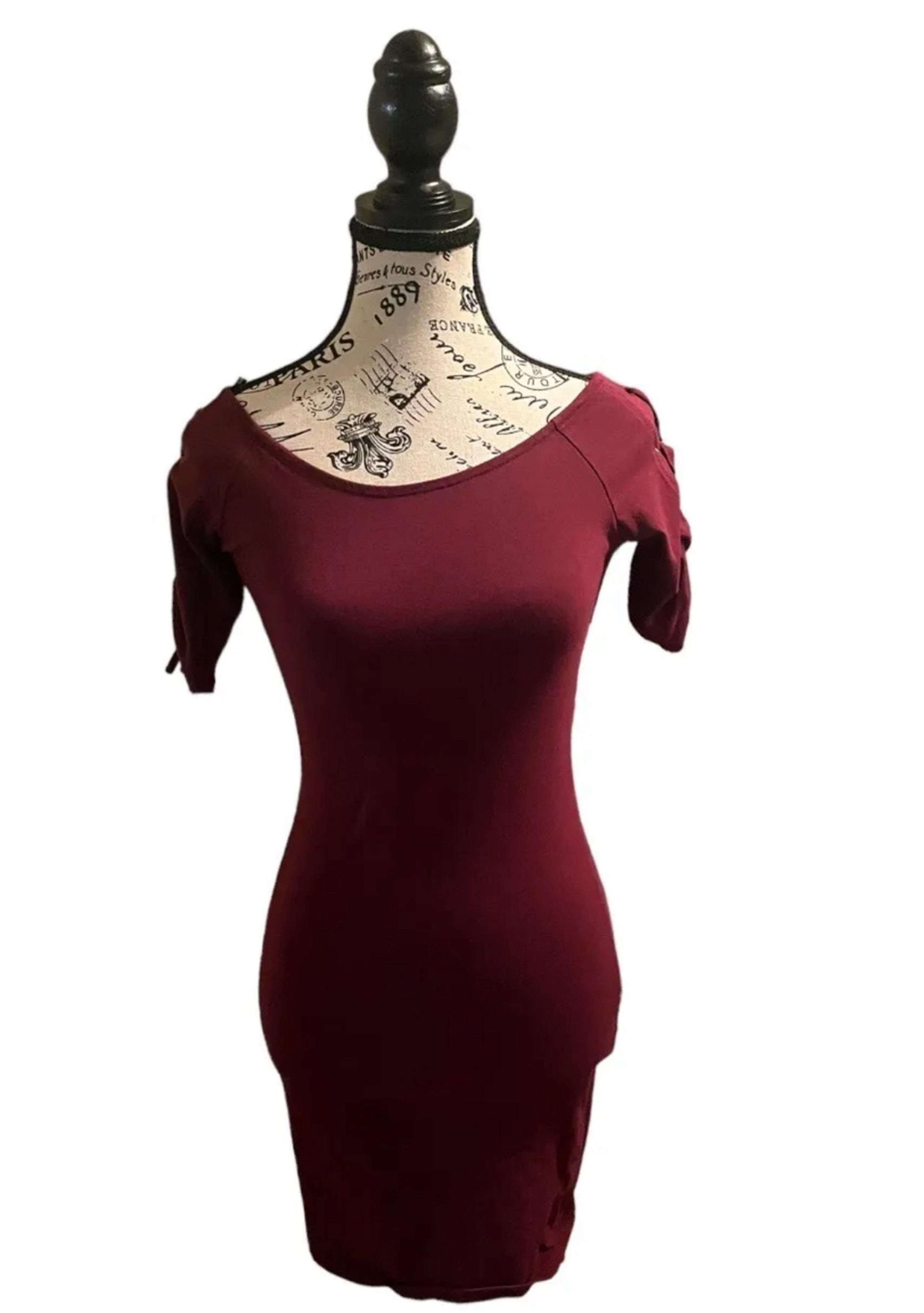 Papaya short sleeve top dress Color Wine size small