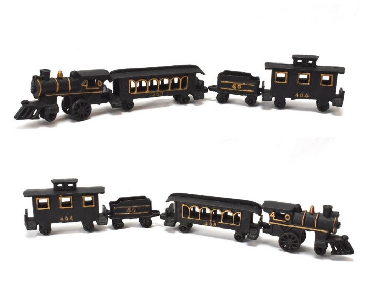 Vintage Cast Iron Train Locomotive 4 Piece