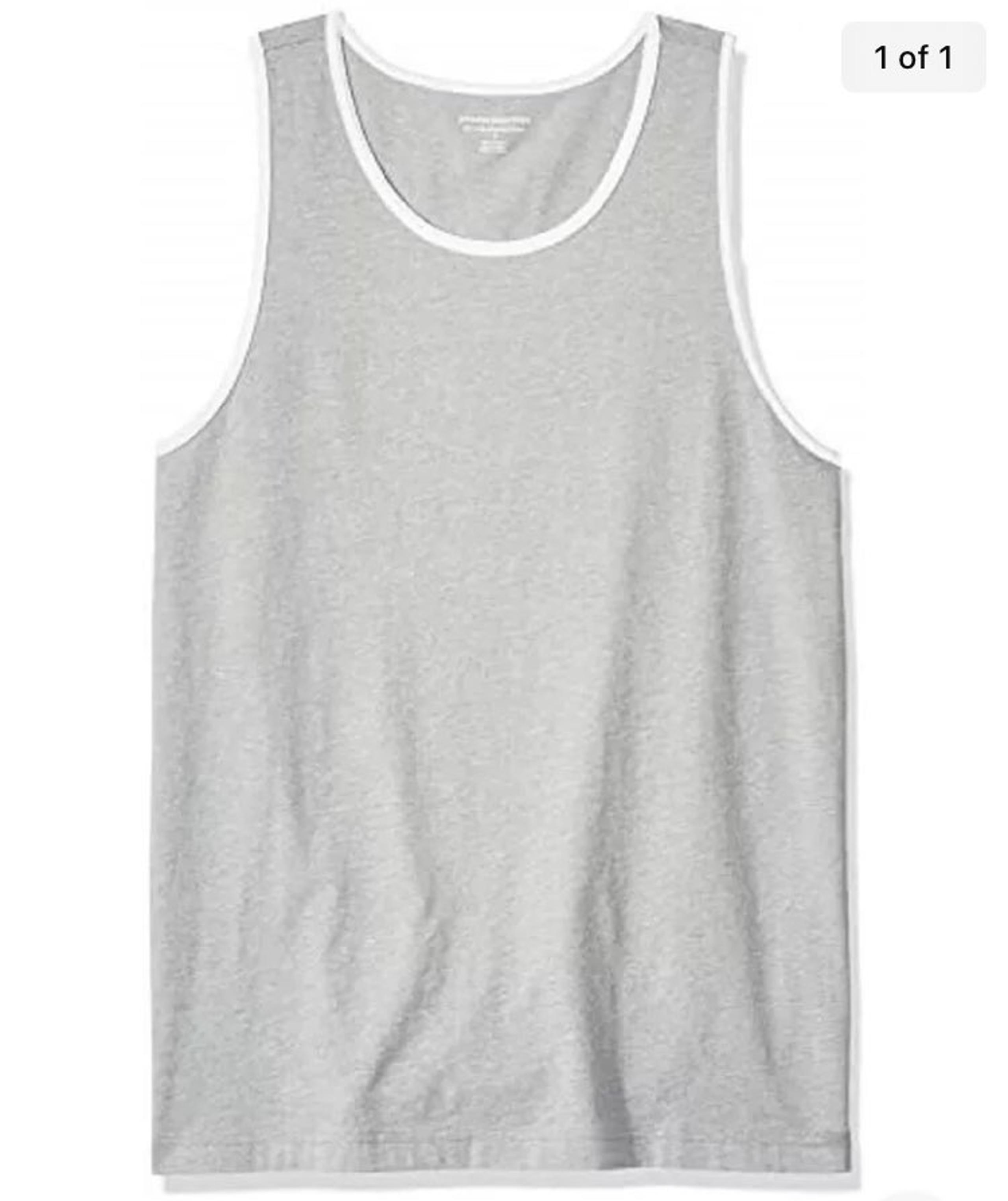 Amazon Essentials Men's Regular-fit Tank Top, Light Gray Heather/White, Size M