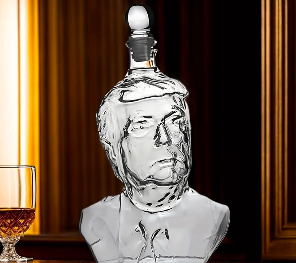 DONALD TRUMP GLASS DECANTER WINE WHISKEY BEER GLASS MUG CUP NOVELTY GIFT FLASK