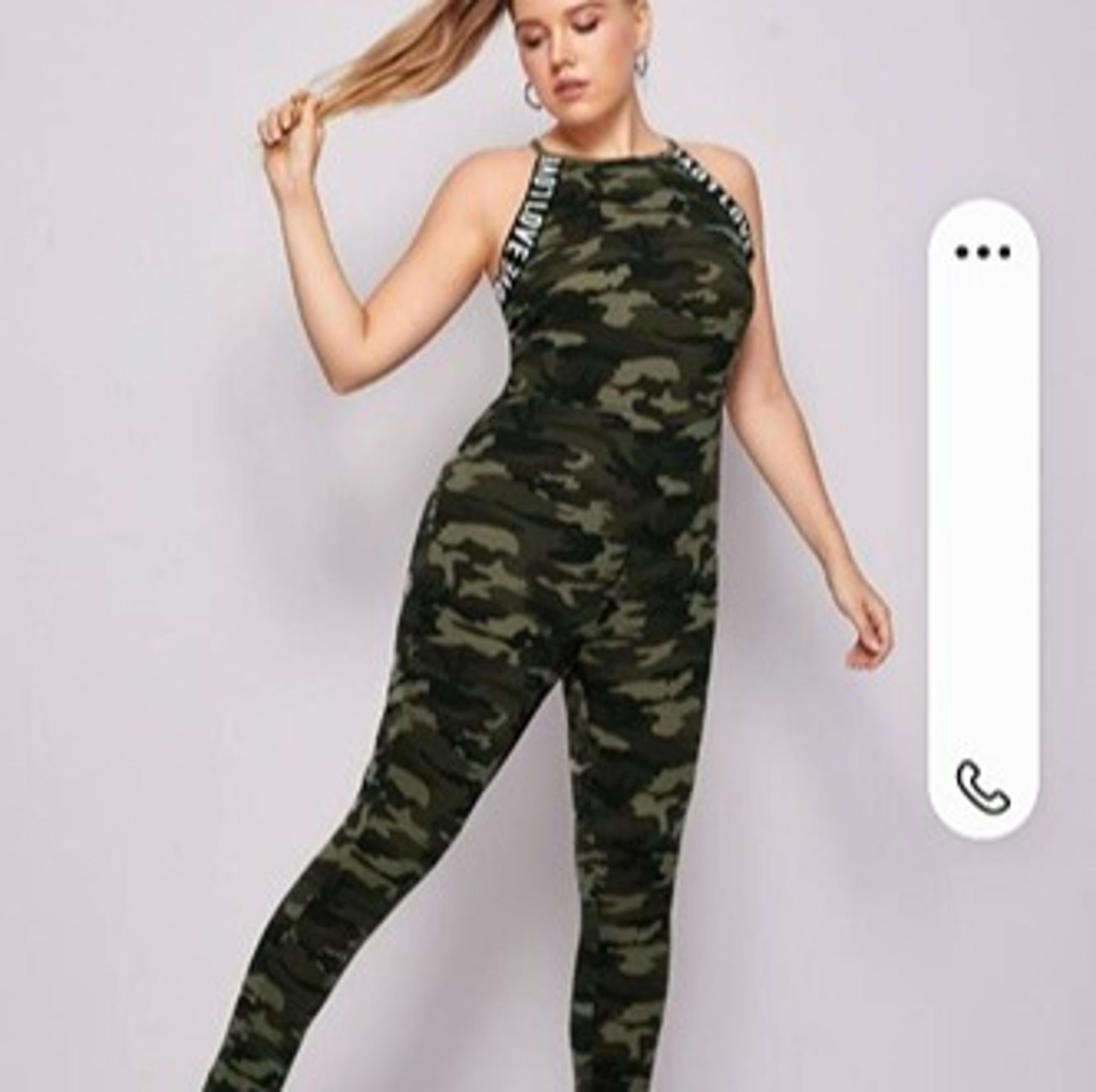 3X*Shein*Green Camouflage-Print Romper/Jumpsuit--Says "Love" Around Arms