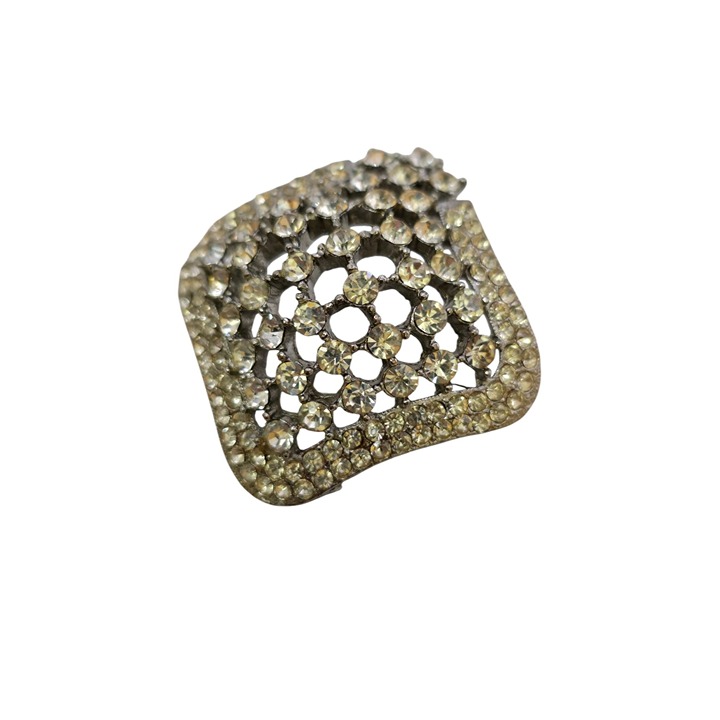 Vintage Domed Unique Blingy Rhinestone Brooch (A7983)