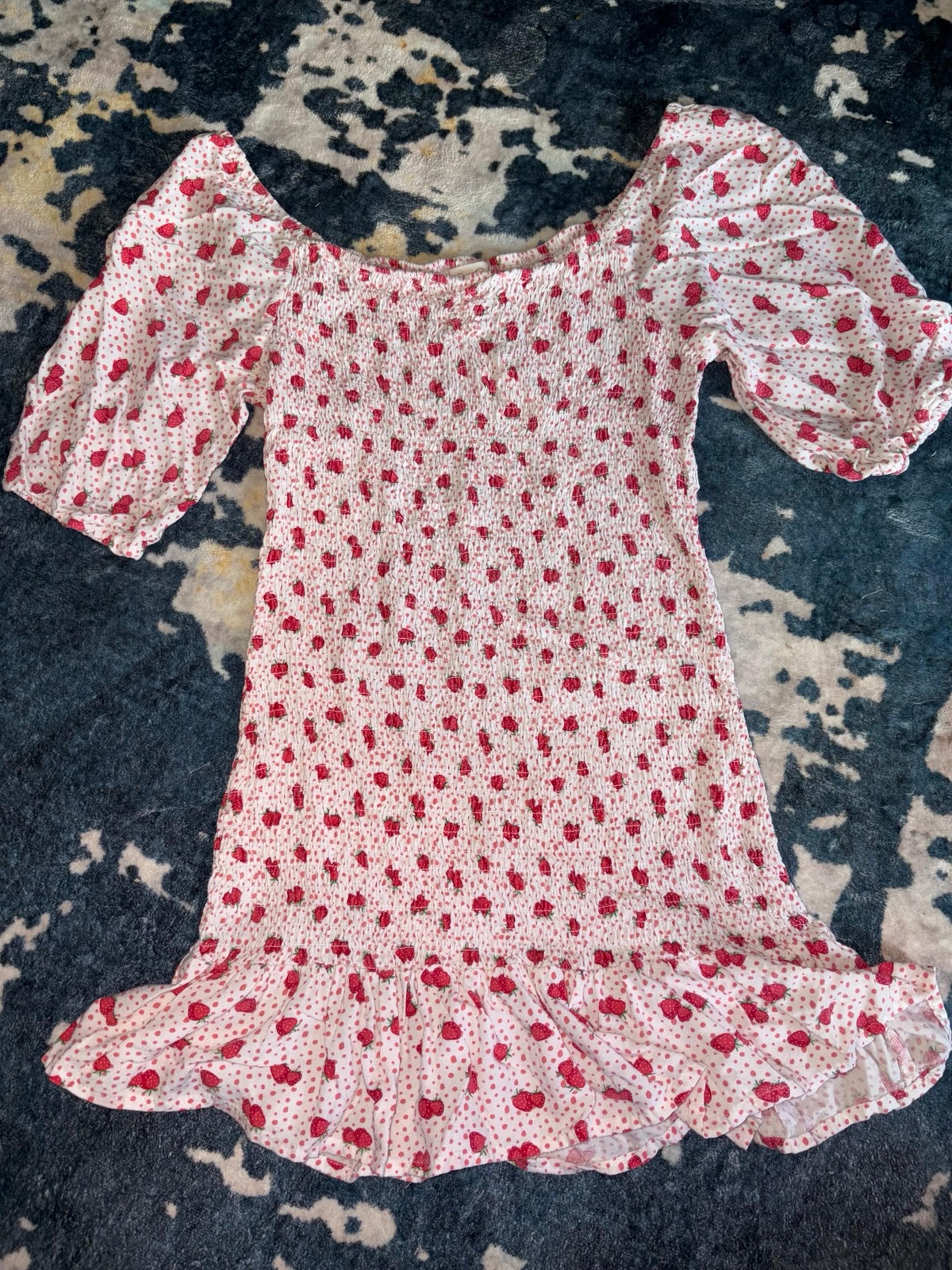 JESSICA SIMPSON M WOMENS STRAWBERRY SMOCKED SUNDRESS SHORT DRESS STRETCHY MINI