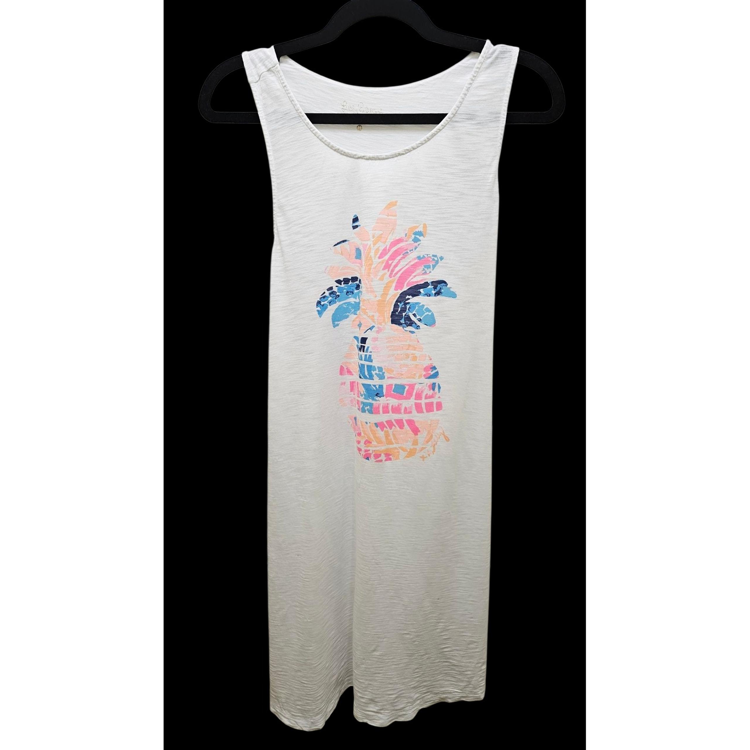 Lilly Pulitzer Whitney Pima Cotton Oversize Tshirt Beach Cover Pineapple Women M