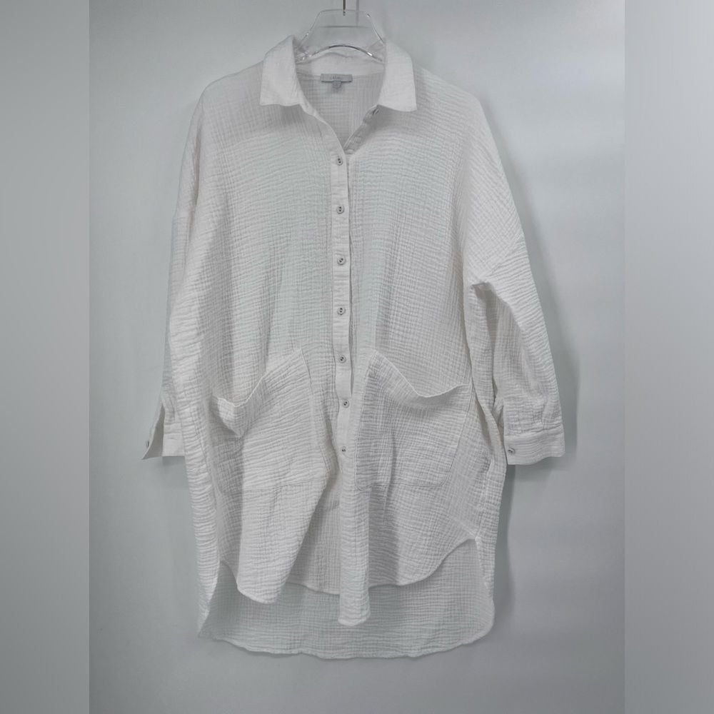 Johnny Was Calme White Double Pocket Shirt Dress size small