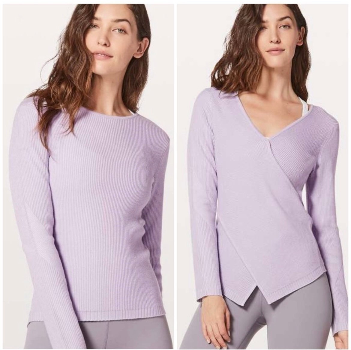 NWT Lululemon Wrap It Back Sweater Cashmere Blend Reversible Lavender Purple 6