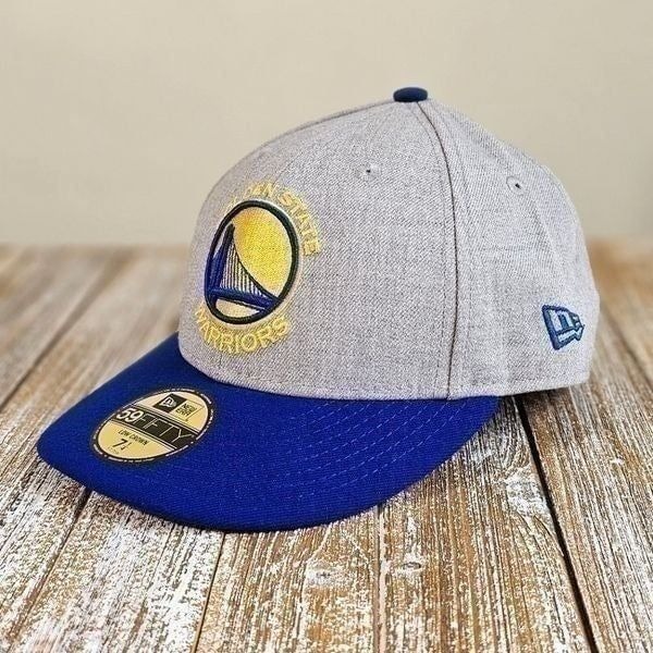 Golden State Warriors New Era Hat Cap Low Crown Grey Blue Gold 59FIFTY 7 1/4 GSW