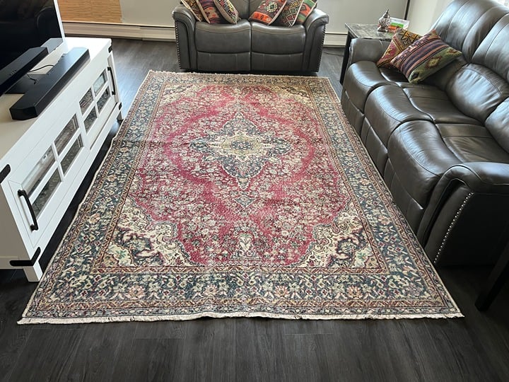 Vintage Turkish Wool on Cotton Rug / 10.7 ft x 6.6 ft