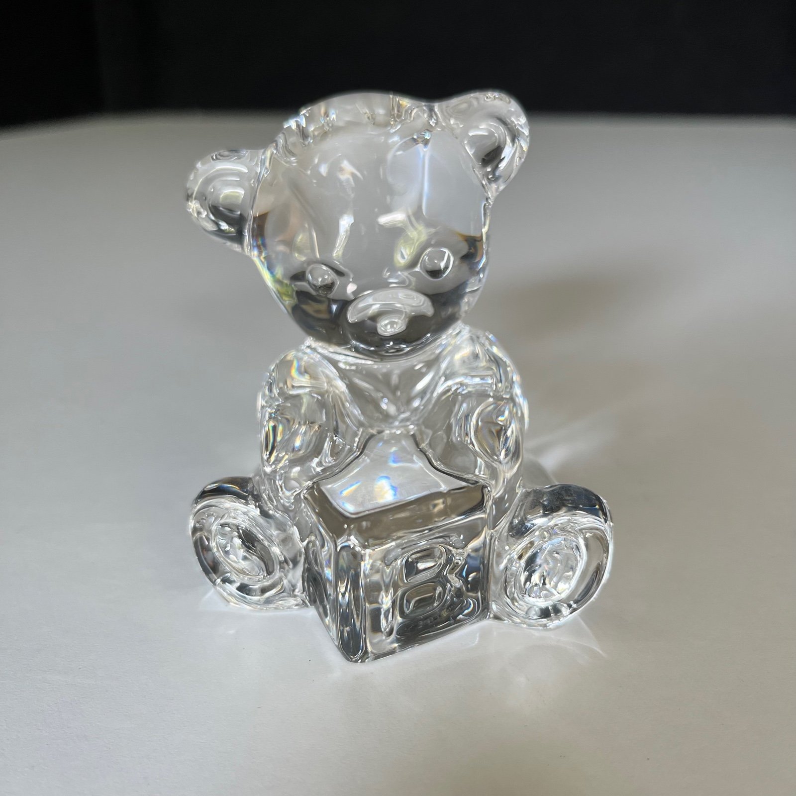 Waterford Crystal Baby Bear & Block Figurine - 2.75 H - 40030546 - nursery decor