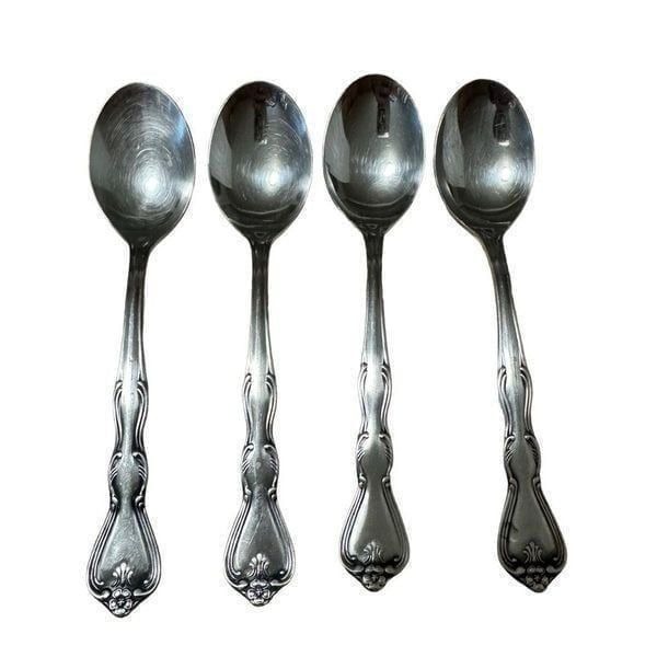 Noritake 18-8 Stainless Japan NTK Sylvia Flatware Silverware Teaspoon Set of 4