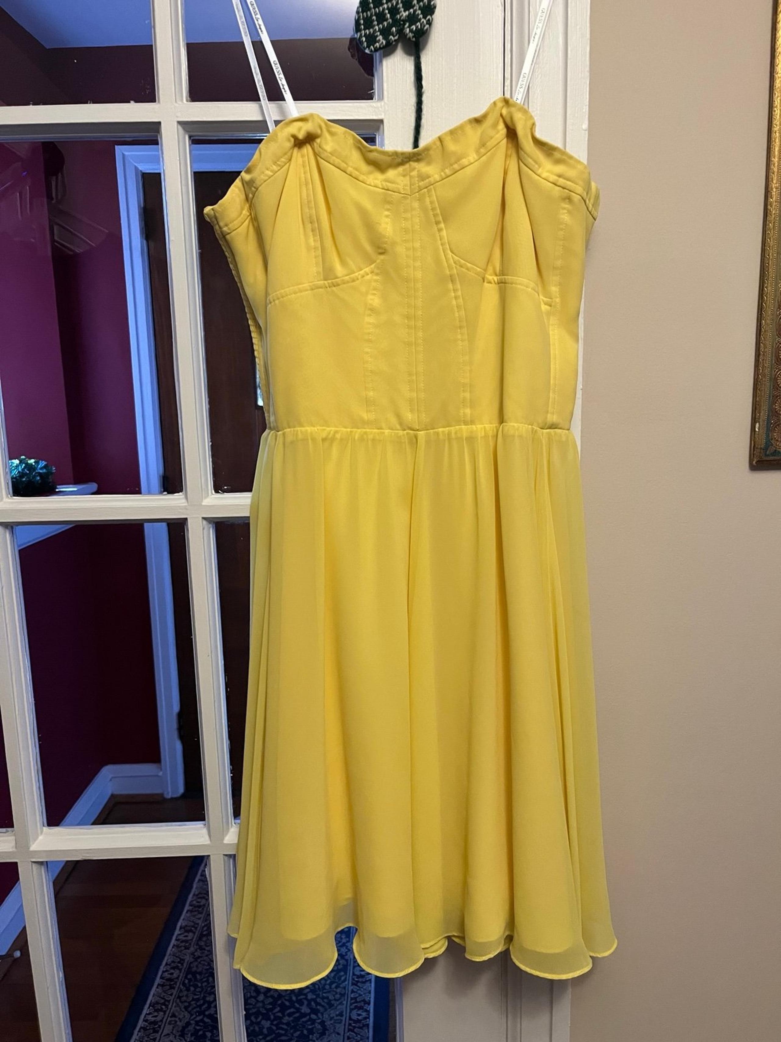 Guess yellow corset sleeveless knee length flowy dress