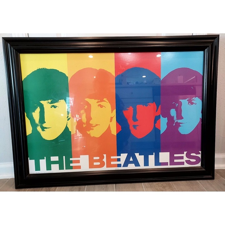 Beatles Print Vtg. Hard Days Night Wall Print Framed Printed In 2009 John Lennon