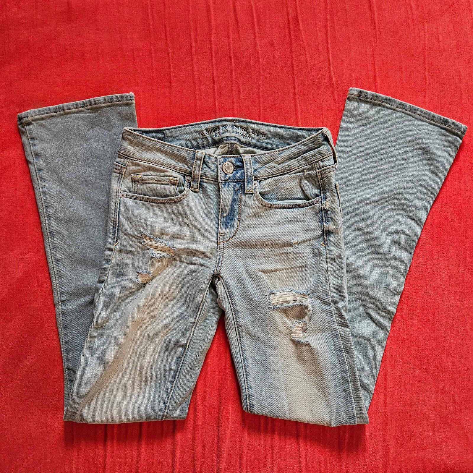 American Eagle Skinny Kick Stretch Light Denim Jeans 00 Short - New
