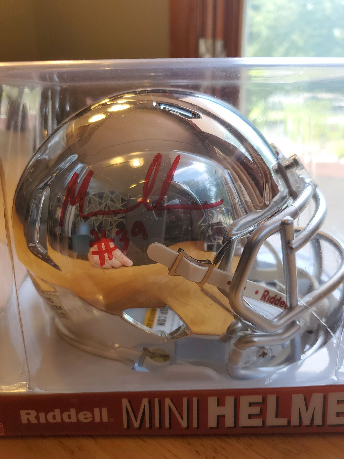 Chrome mini helmet signed by Malik Harri
