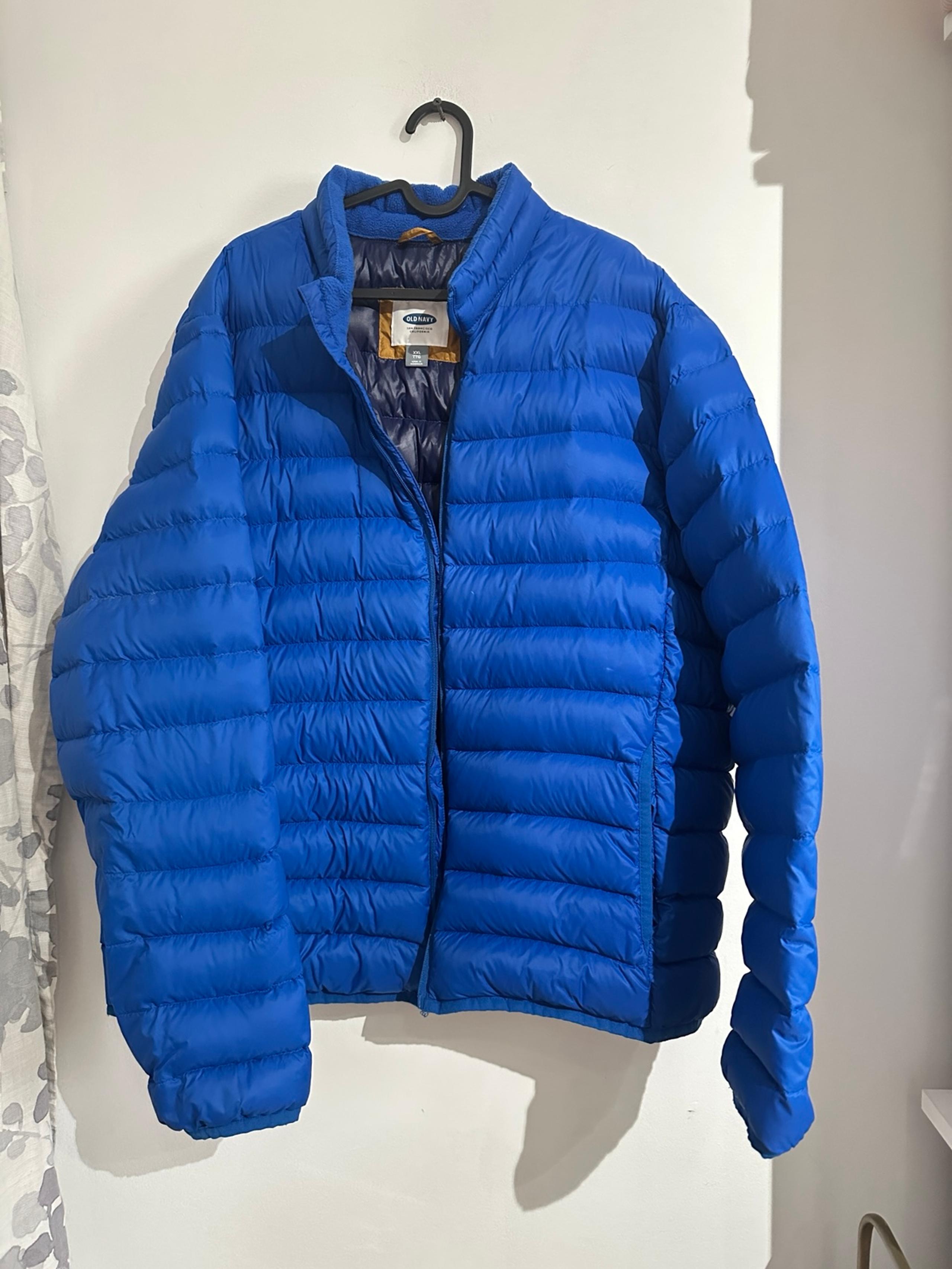 Old Navy Men Jacket Sz XXL Blue Nylon Portable Light Puffer Down Broken Zipper