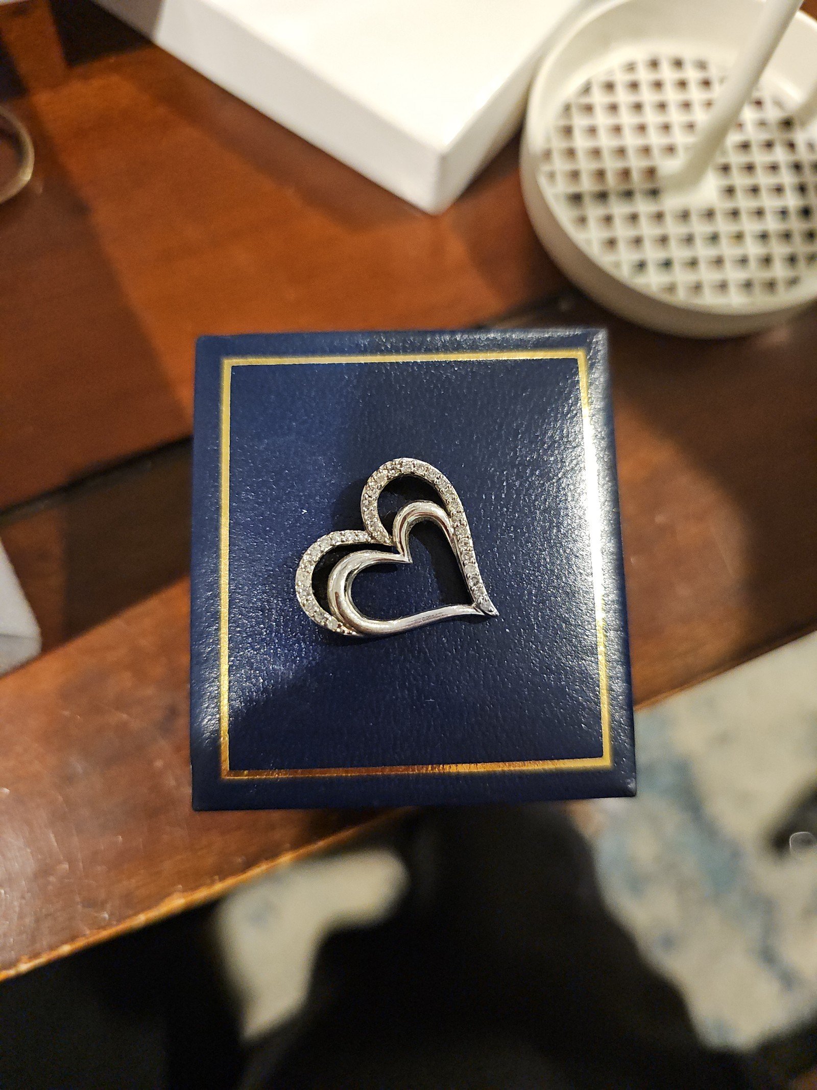 Sterling Silver and Diamond Heart Pendant