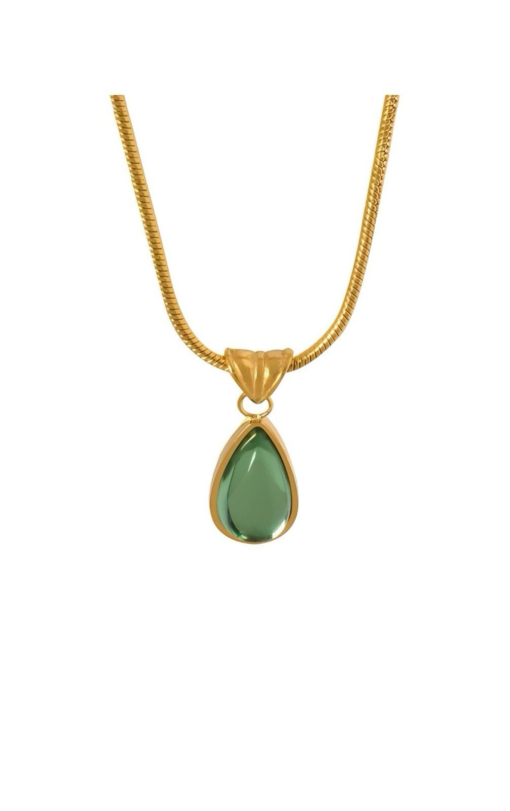 Necklace 18K Gold Plated with Green Birthstone Pendant for Women