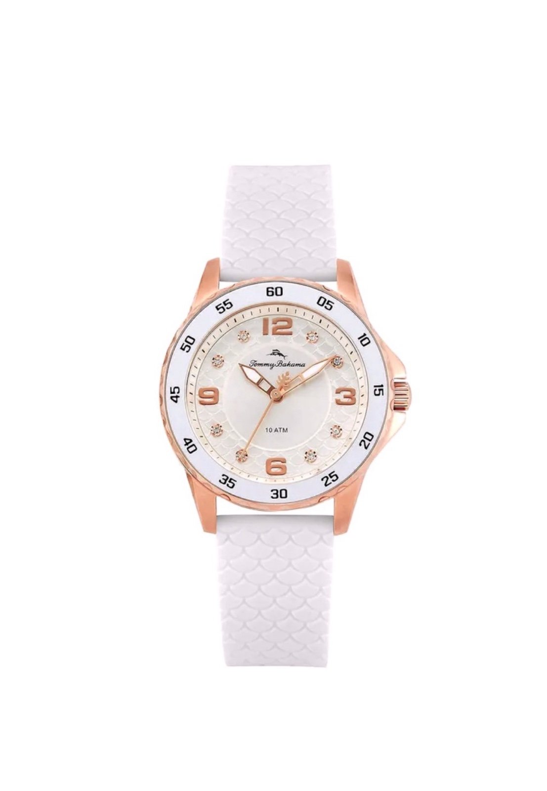 NIB Tommy Bahama Swarovski Crystal Rose Gold & White Surfside Watch