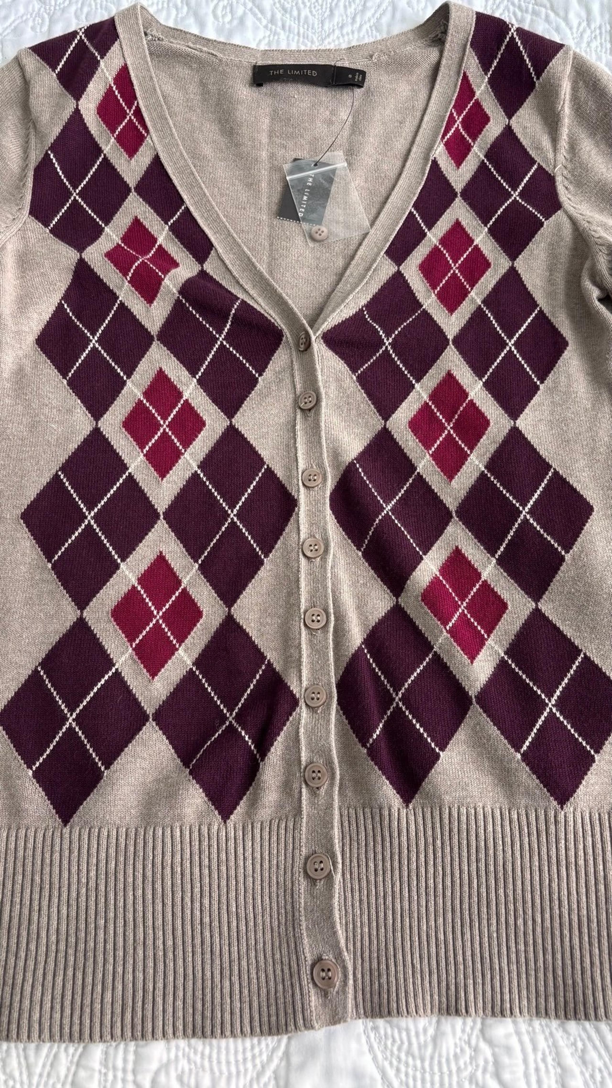 The Limited Argyle Cardigan Sweater
