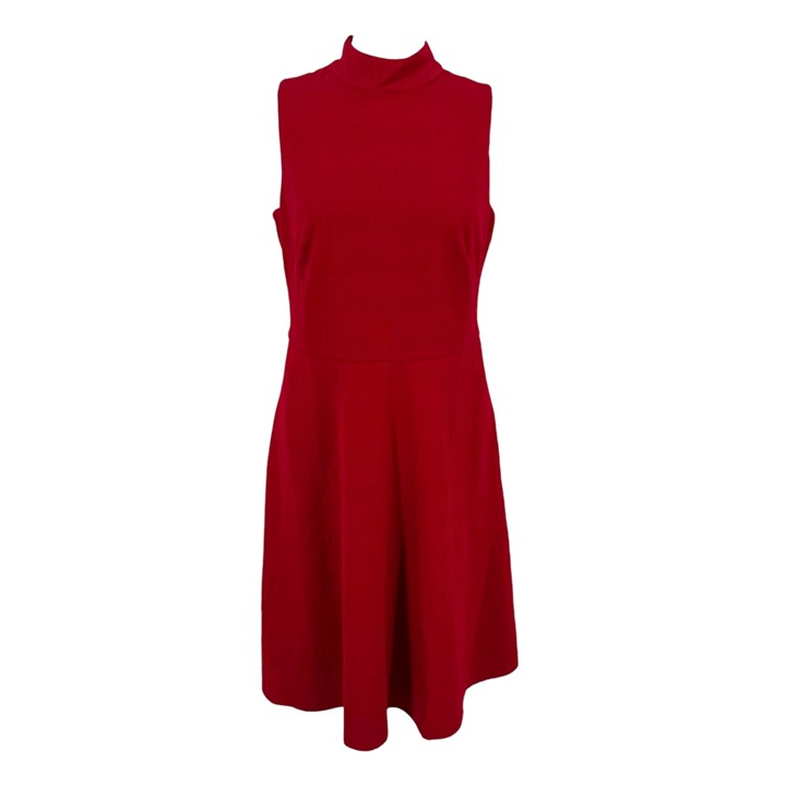 Maggy London A-Line Sleeveless Mock Neck Dress Red Size 14 NWOT