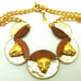 Panther Cougar Necklace Earring Set Clips Shell Signed