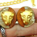 Panther Cougar Necklace Earring Set Clips Shell Signed