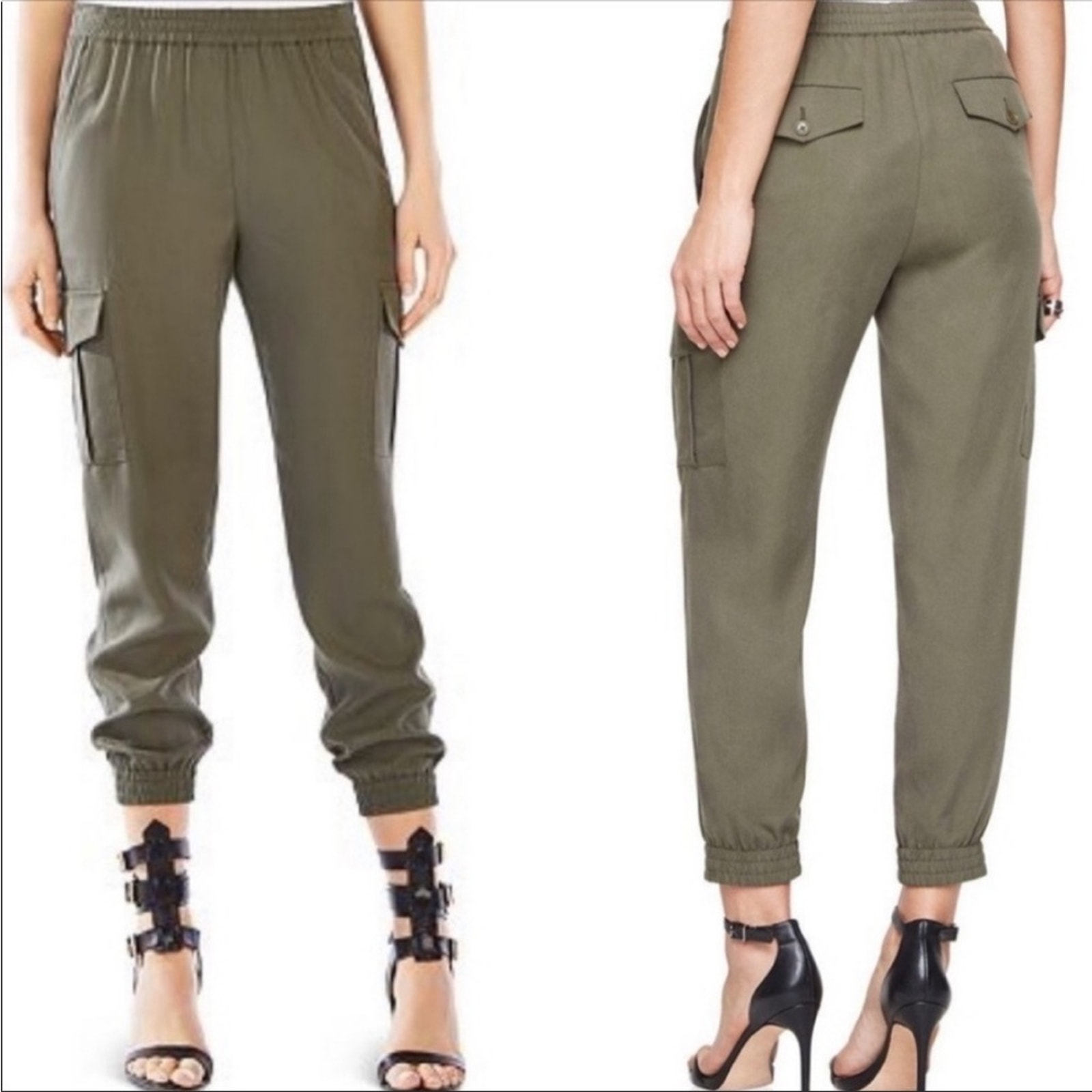 BCBGMAXAZRIA Dark Olive Green Cian Cargo Jogger Pants Women’s Size XS