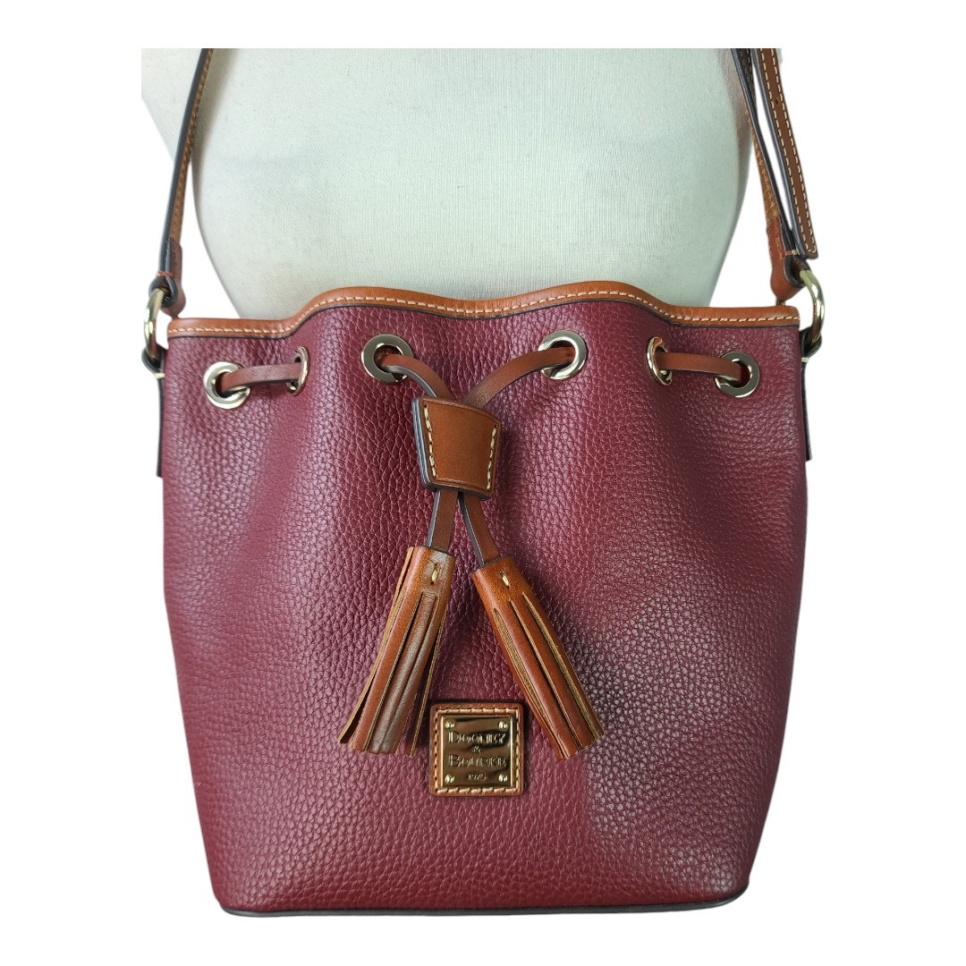 Dooney & Bourke Bordeaux Red Brown Pebble Grain Leather Crossbody Bag Purse