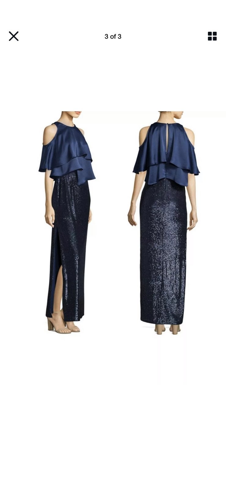 Aidan Mattox☆上品ネイビー色のシルエット美人なロングドレス Aidan Mattox NAVY Blue Sequin Gown