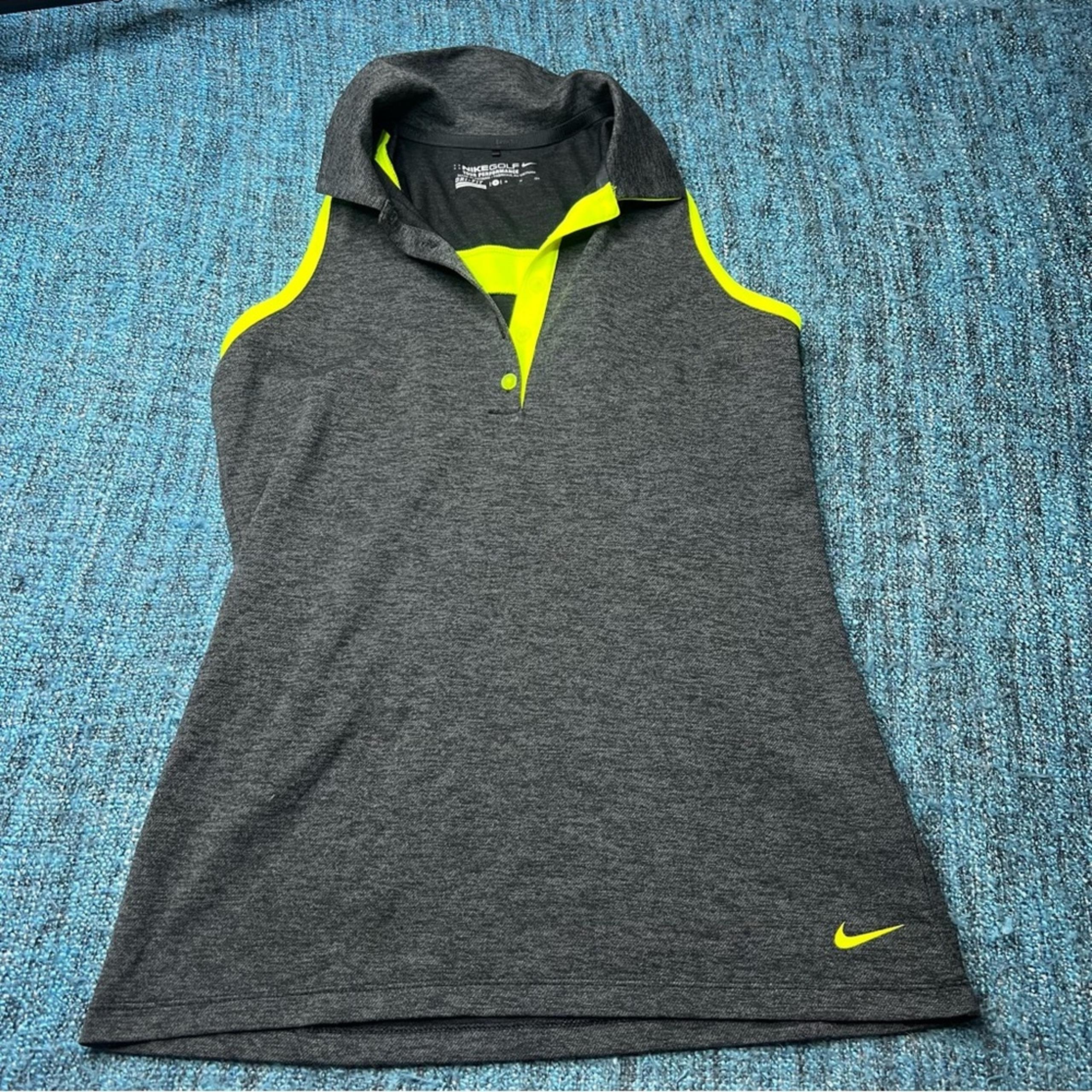 Nike Golf Sleeveless Polo Top in Heathered Black Volt Women's Size Small
