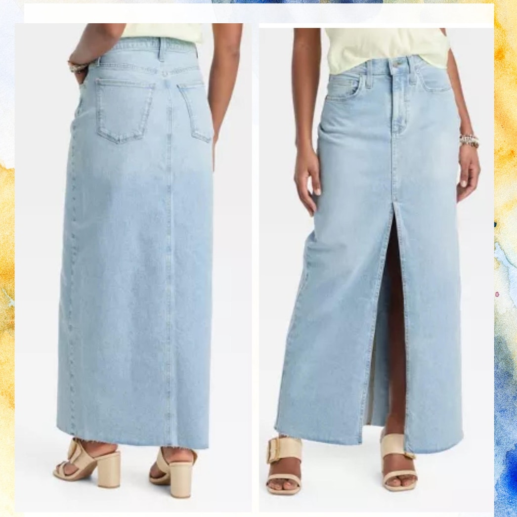 Universal Thread High Rise Maxi Jean Light Wash Skirt Y2K 80's Size 6 Classic