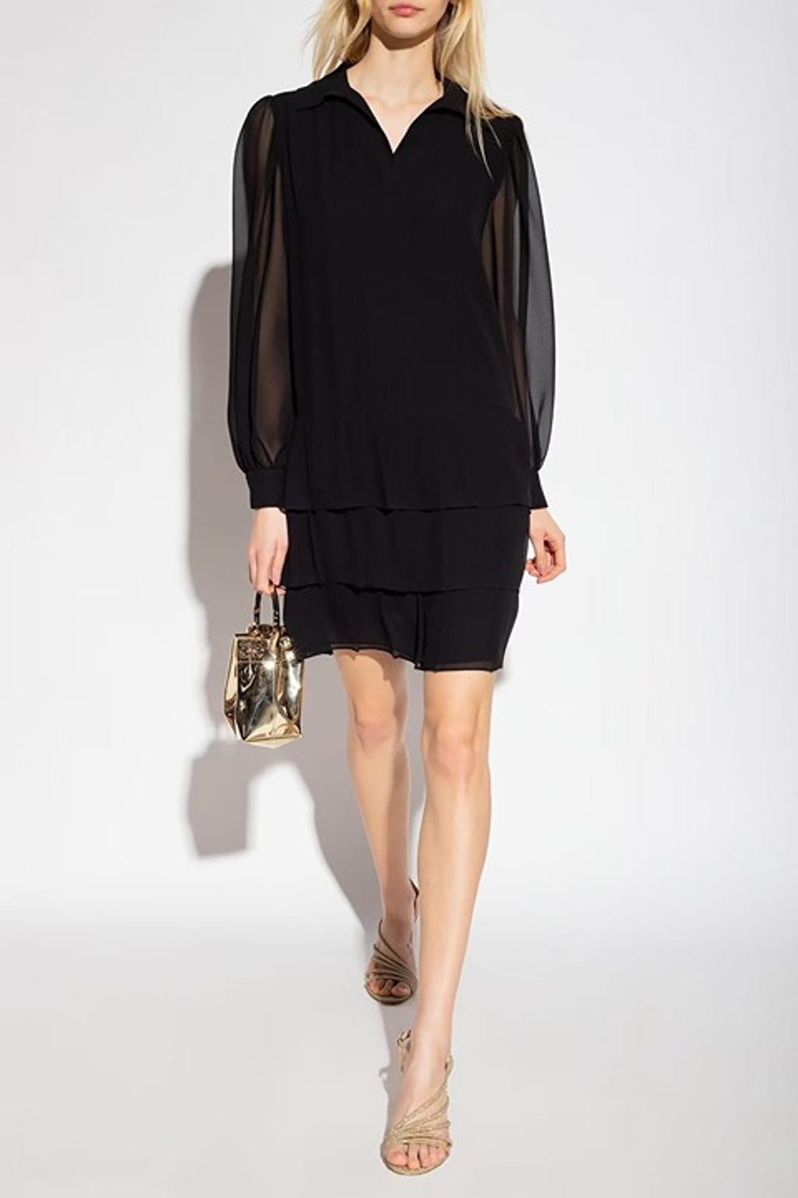$565 NWOT SEE BY CHLOÉ Ruffles Tiered Georgette Mini Dress Black Size 38
