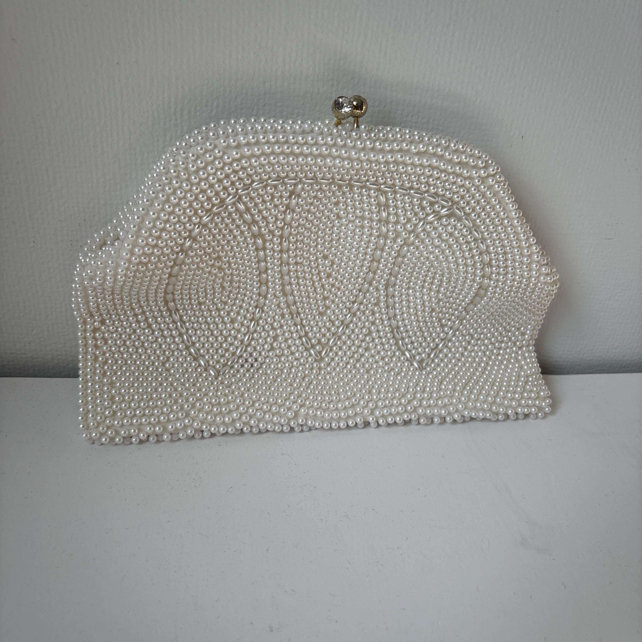 White beaded vintage handbag