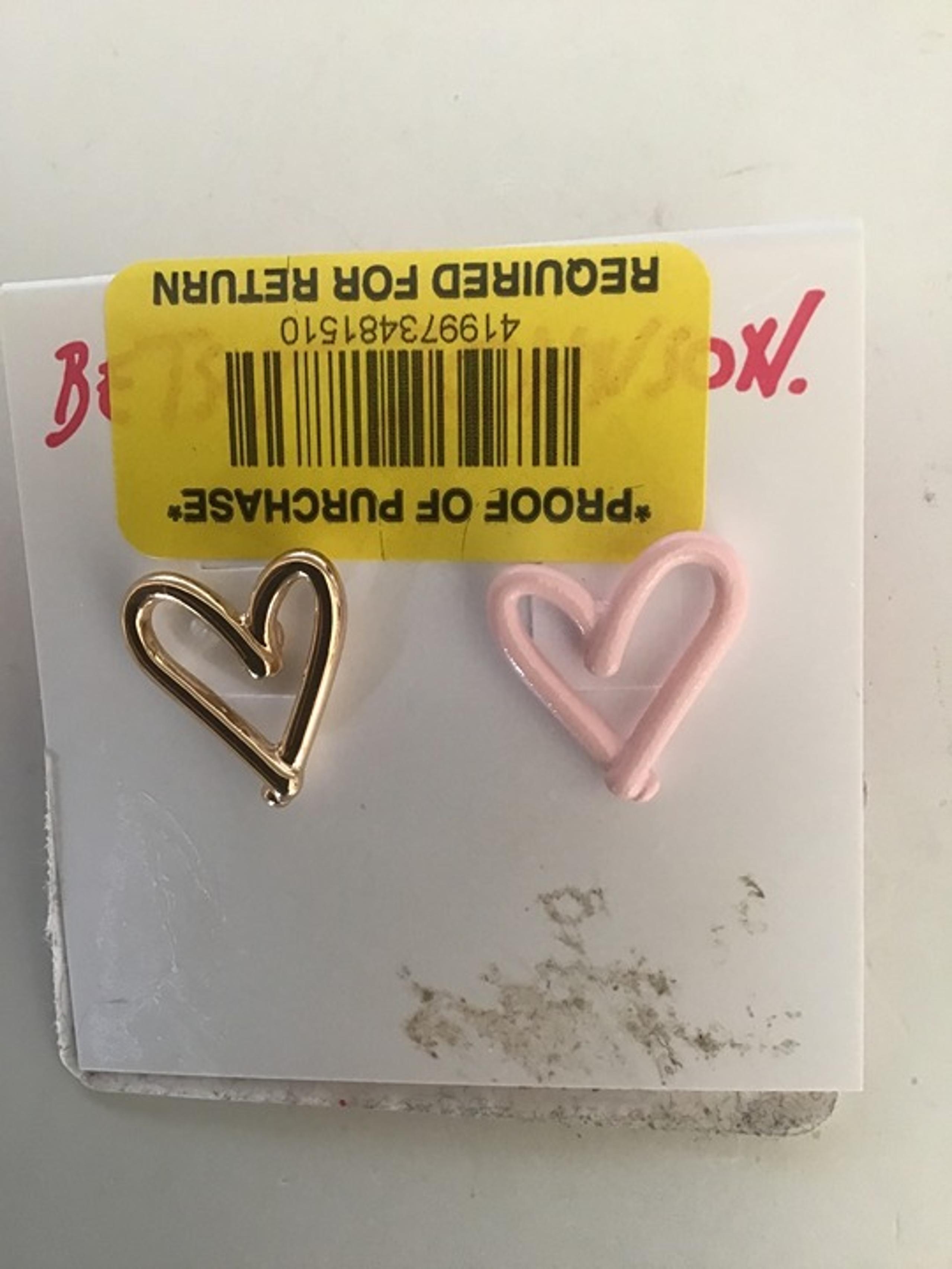 Betsey Johnson New Mismatch Pink and Gold Heart Earrings