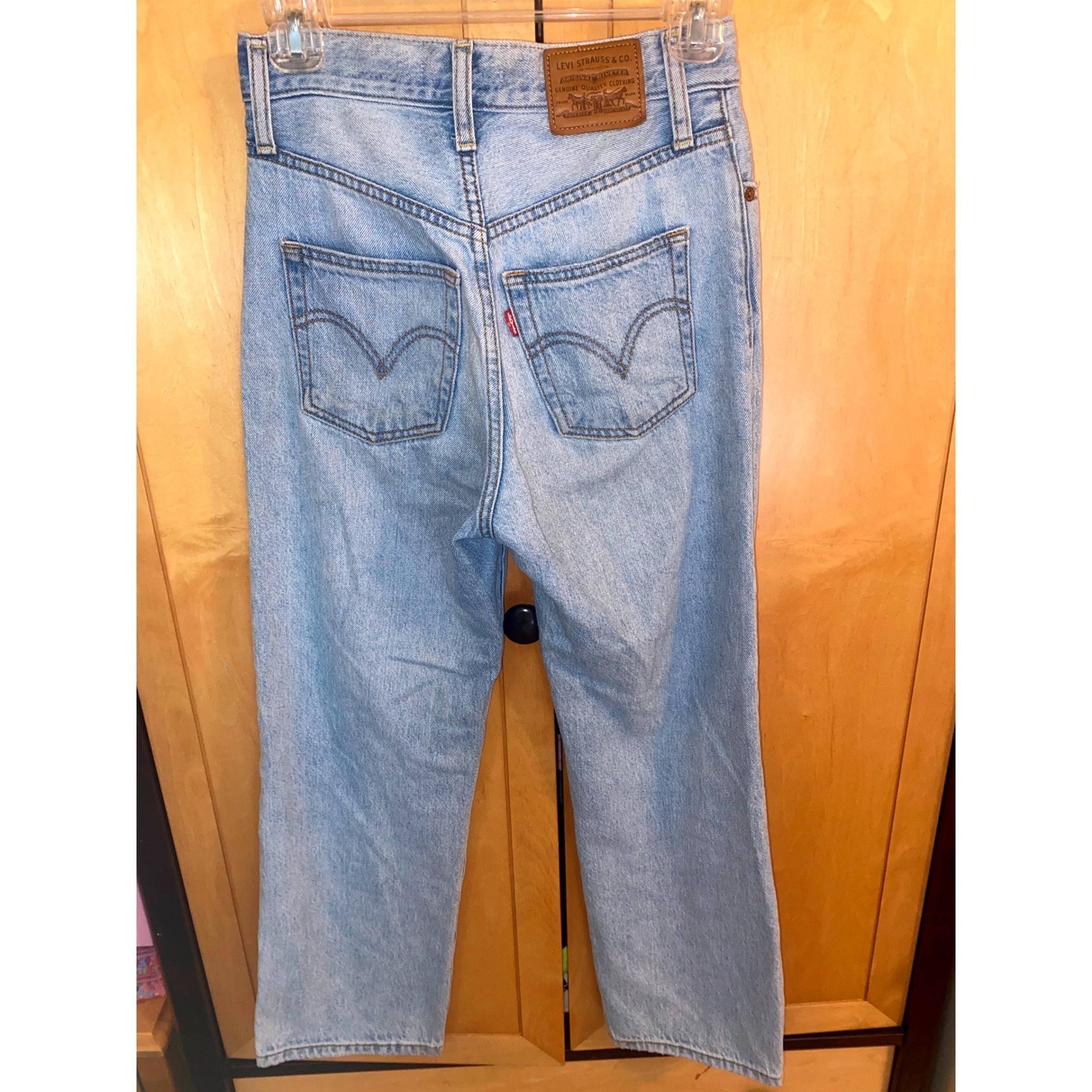 Levi's High Rise Ribcage Straight Cropped Ankle Jeans Light Wash Denim Size 24