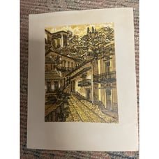 Beautiful Mid Century Watercolor Pen and Ink Painting Signed