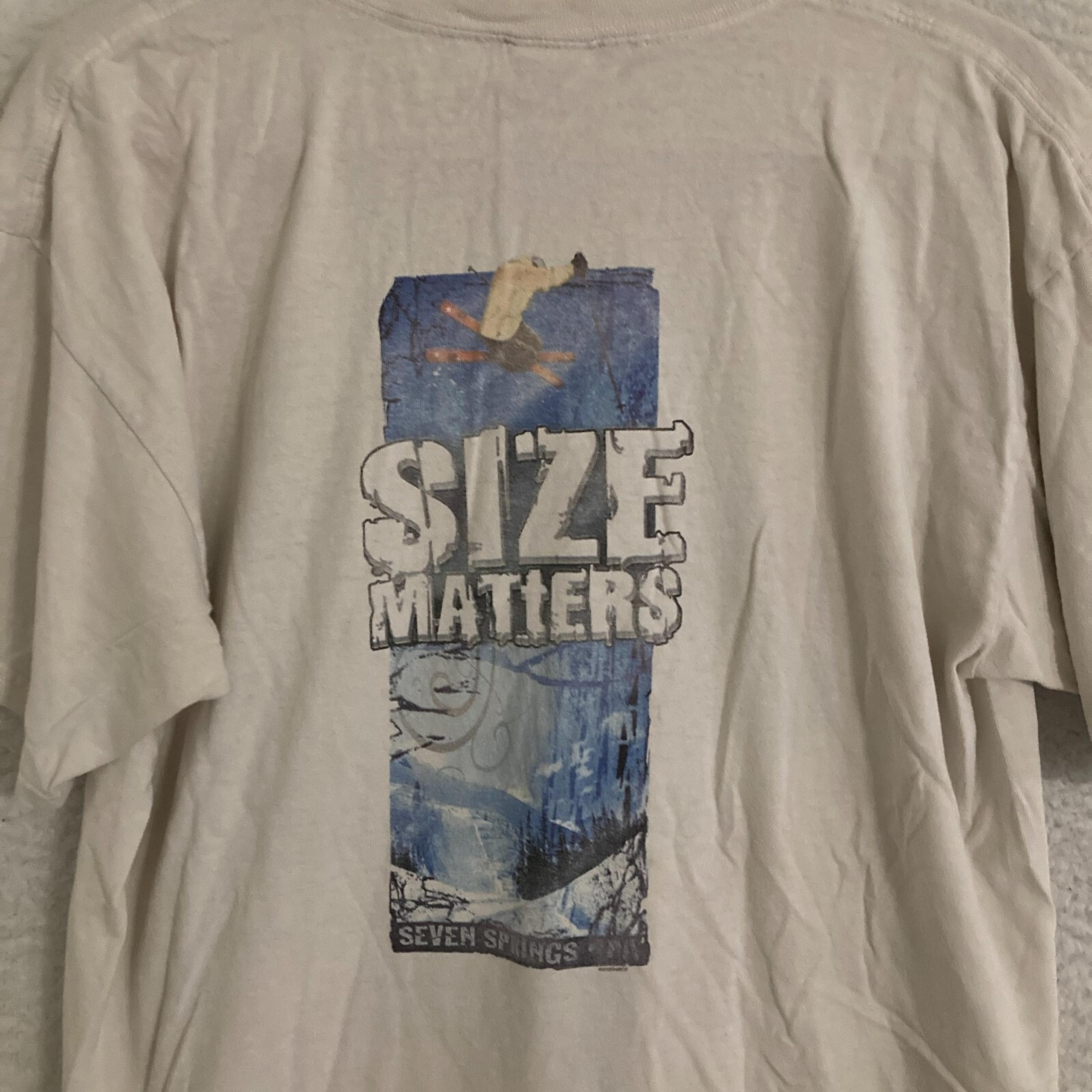 Vtg Size Matters Shirt Adult XL Ski Skier Mountain Seven Springs PA Tee