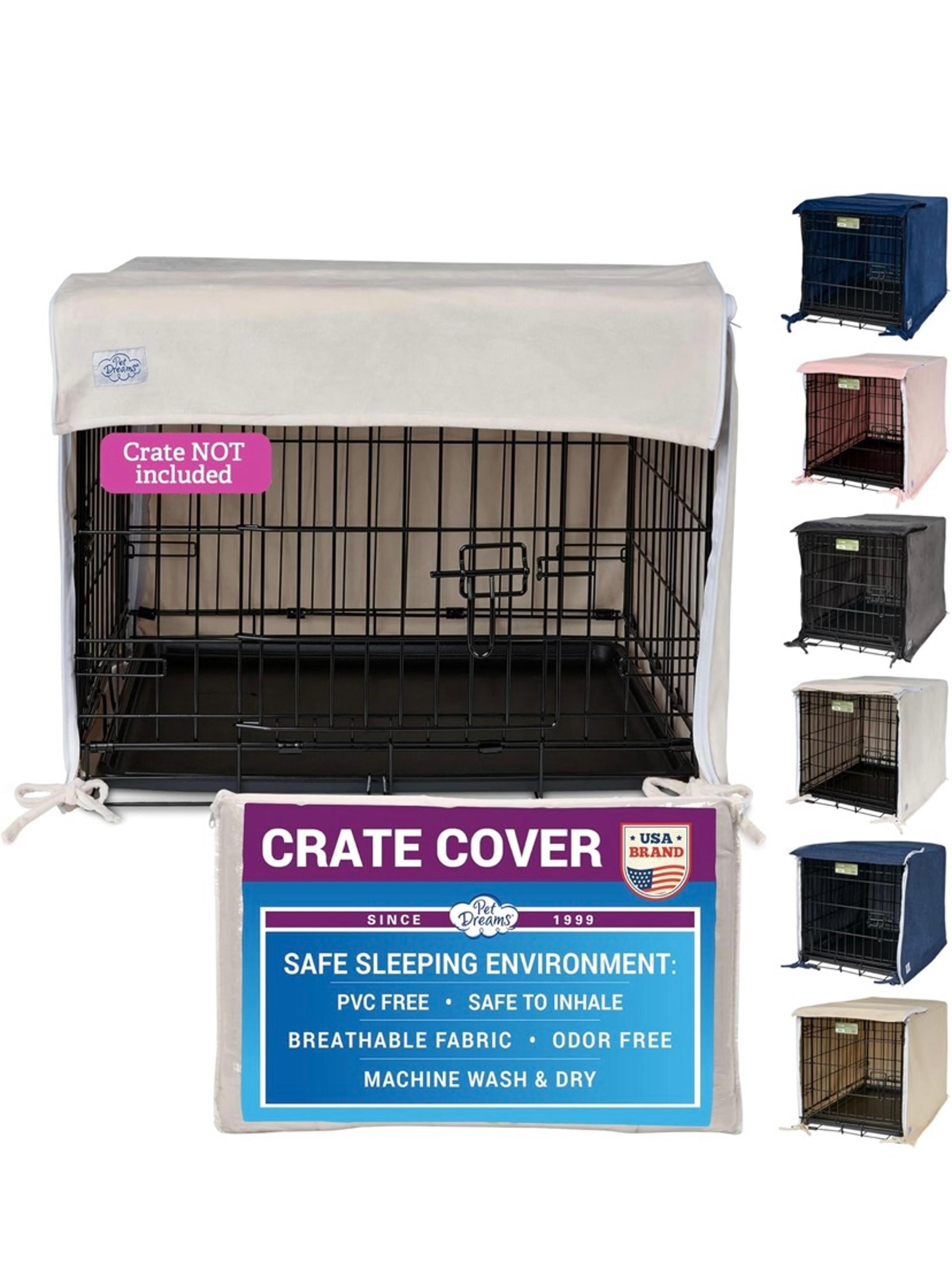 NWT Pet Dreams Double Door Crate Cover| Luxe Velour| Ivory| Fits Medium 30x20