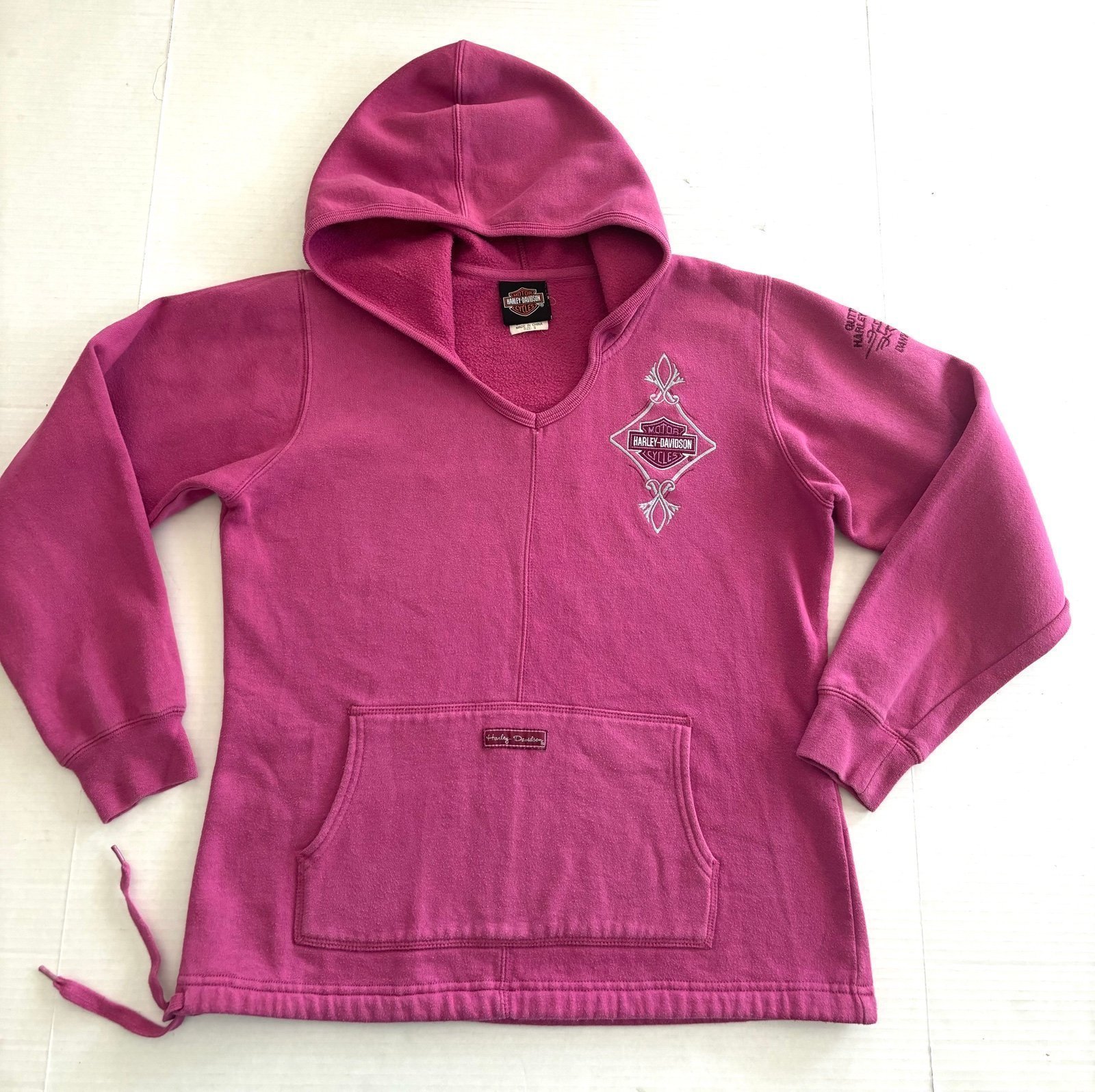 Harley Davidson Hoodie Sweatshirt Motorcyles Y2K Pink Pullover Women's Size S