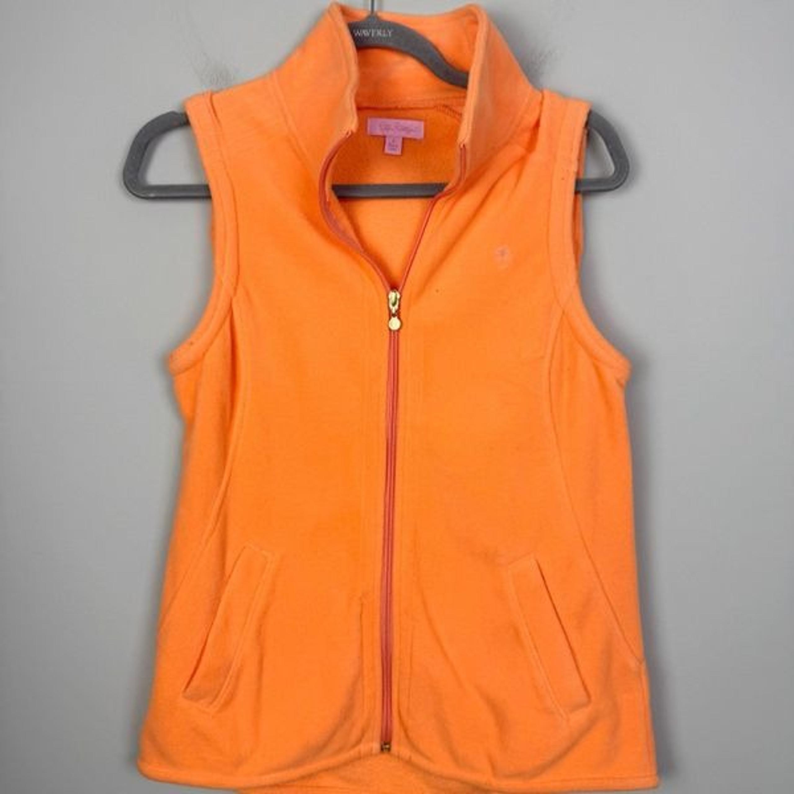 LILLY PULITZER | Orange Fleece Full Zip Front Sleeveless Vest Women’s Size S