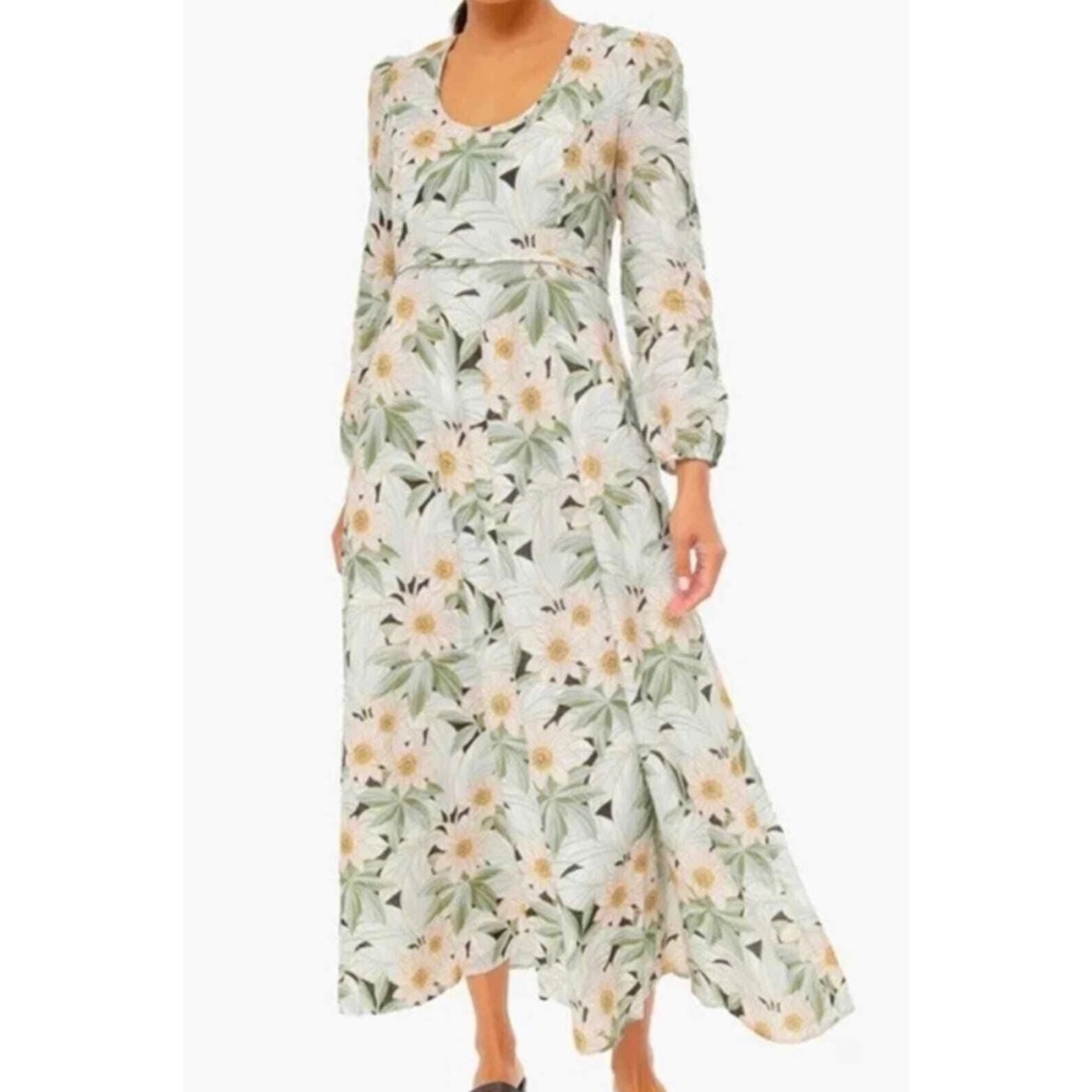 Tuckernuck Madison Des Fleurs Floral Linen Maxi Dress Pockets  Size Medium