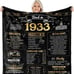 90th Birthday Gifts for Men Women Blanket 1933 90th Birthday