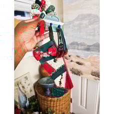 VTG Set Of 3 Patchwork Fabric Wreath, Antique Xmas Mini Stocking & Hallmark 2004