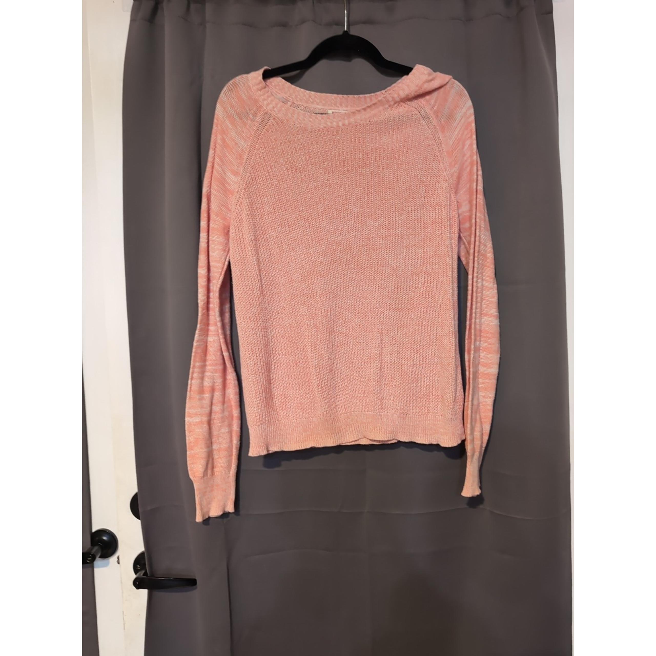 Mossimo Women's Large Pink Sweater, Open Knit Top, Vertical Striped Sweater