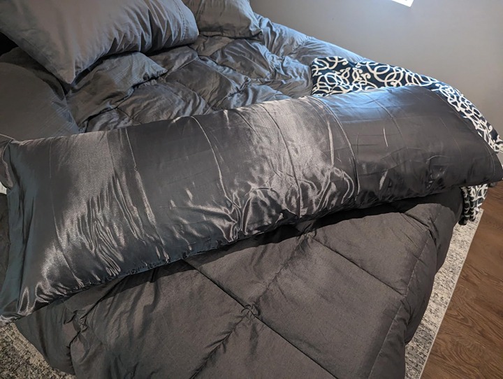 Body Pillow with Satin Pillowcase, Cooling Body Pillows for Adults, Grey (20 x54